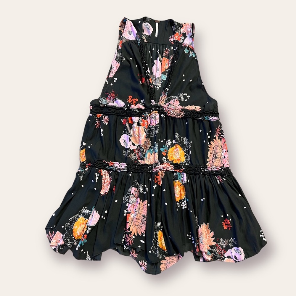 Free people black floral dress S
